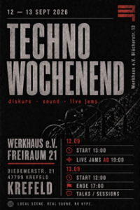 Techno Live Jam Weekend für alle, die schon drehen, patchen & performen